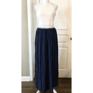 Mind Code maxi halter dress with lace top